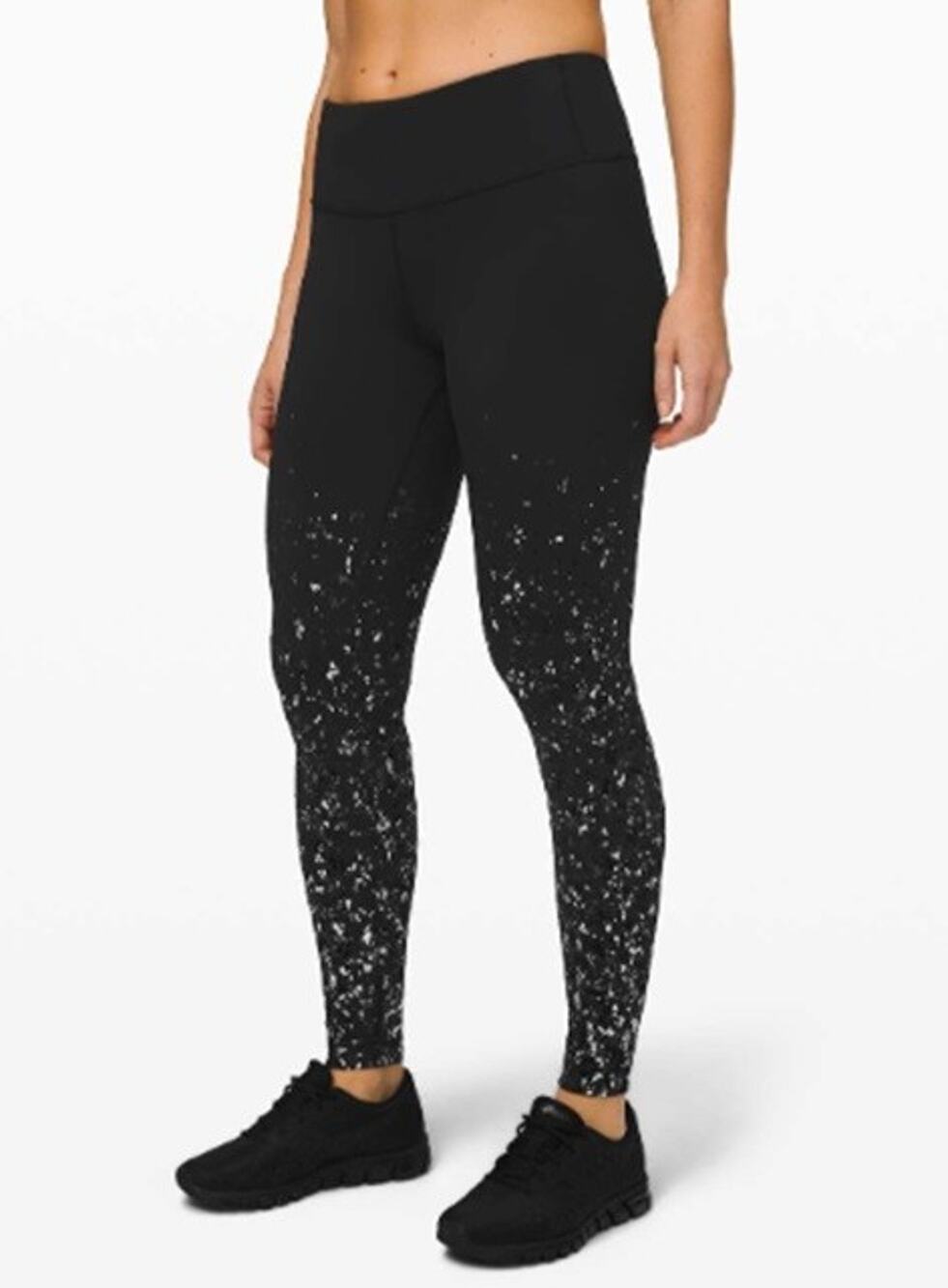 Lululemon Sz 2 Speed Wunder Tight 28' Inseam Speckle Shine Black/Coal/Silver